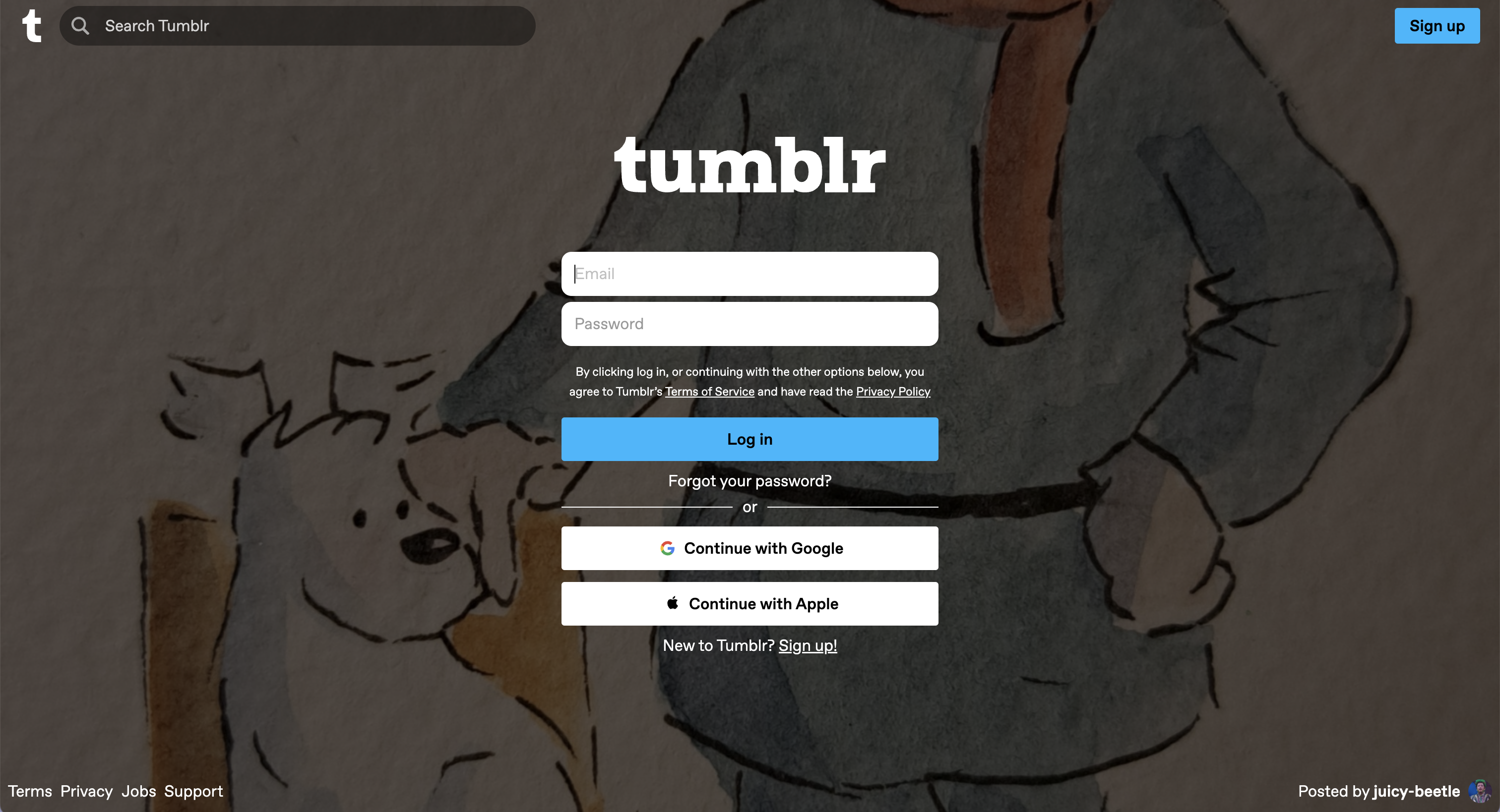 tumblr log in page